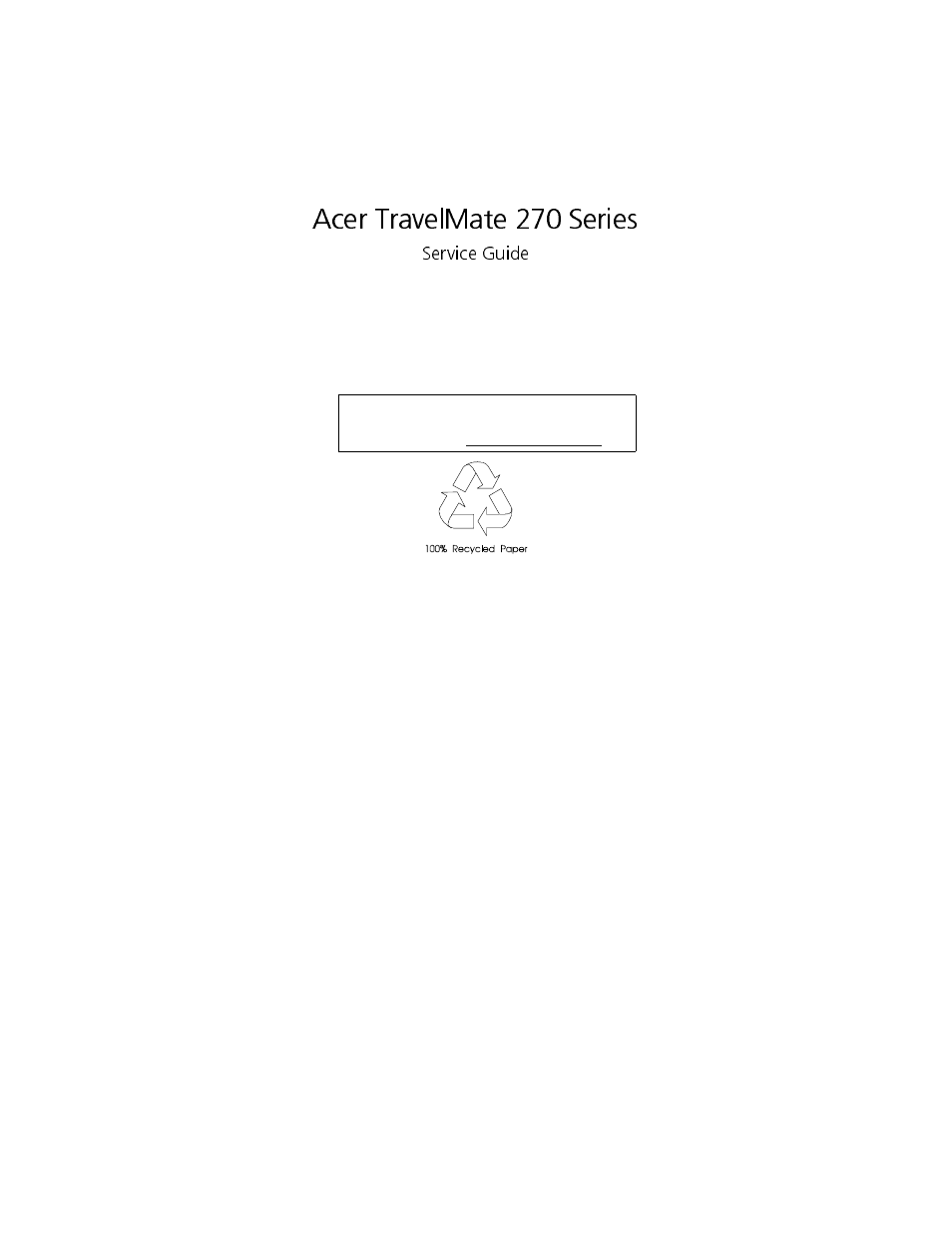 Acer 270 User Manual | 127 pages