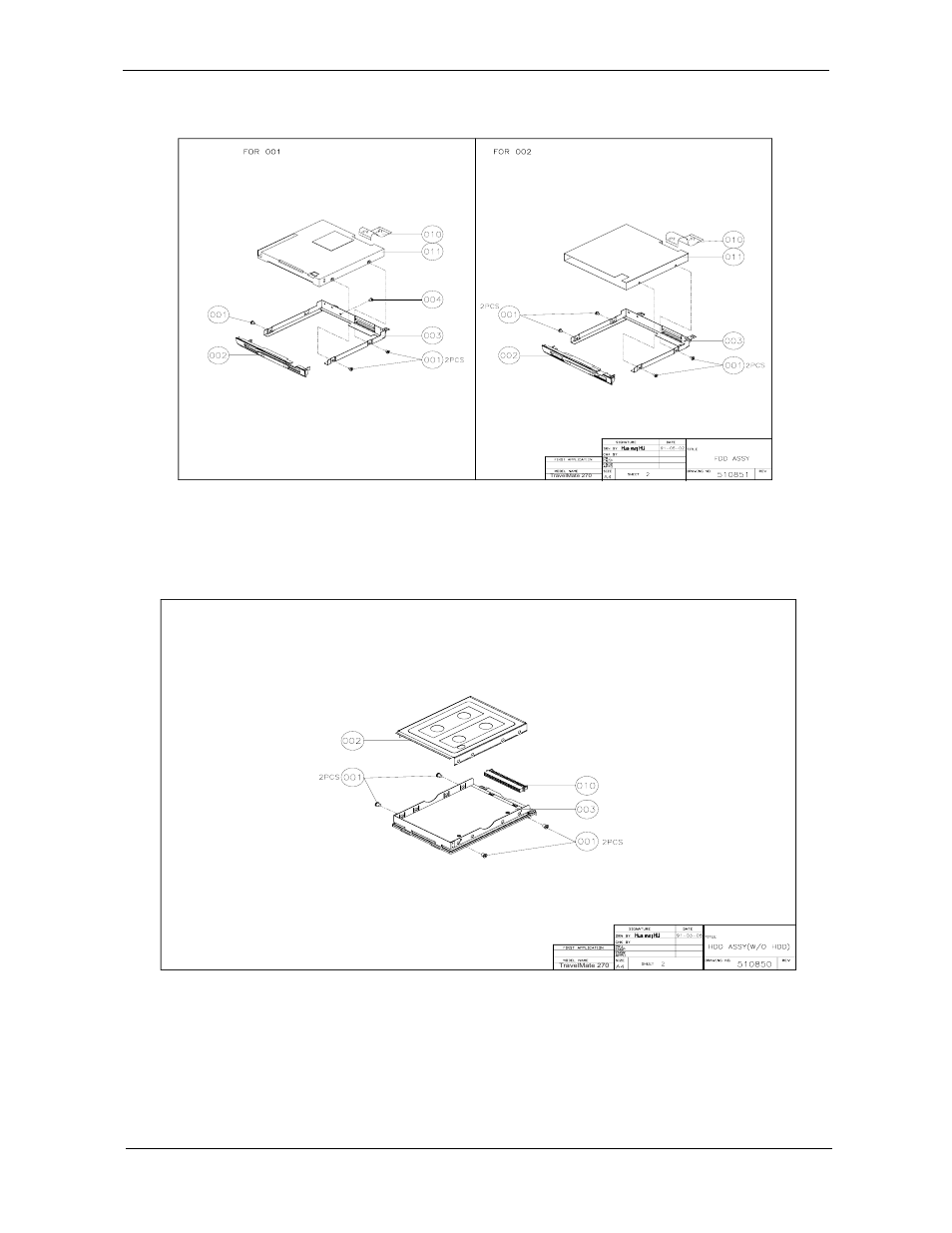 Fdd assy, Hdd (w/o hdd) assy, Fdd assy hdd (w/o hdd) assy | Acer 270 User Manual | Page 102 / 127