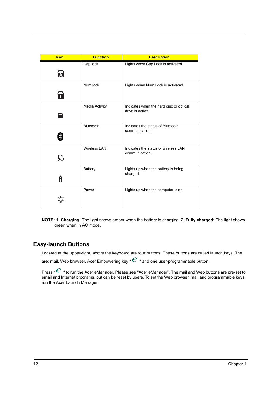 Easy-launch buttons | Acer 2410 User Manual | Page 20 / 92