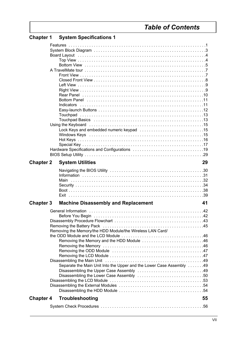 Acer 2410 User Manual | Page 7 / 92