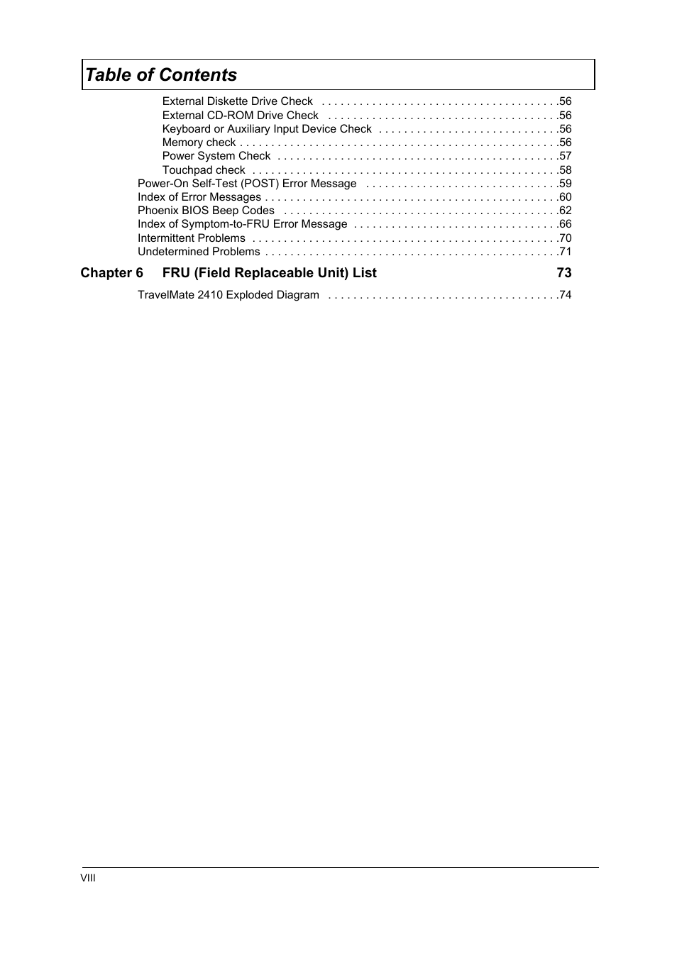 Acer 2410 User Manual | Page 8 / 92