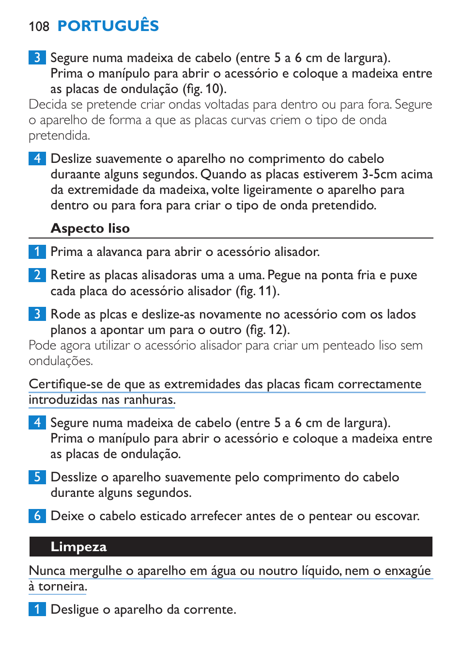 Aspecto liso, Limpeza | Philips Brosse multi-styles User Manual | Page 108 / 148