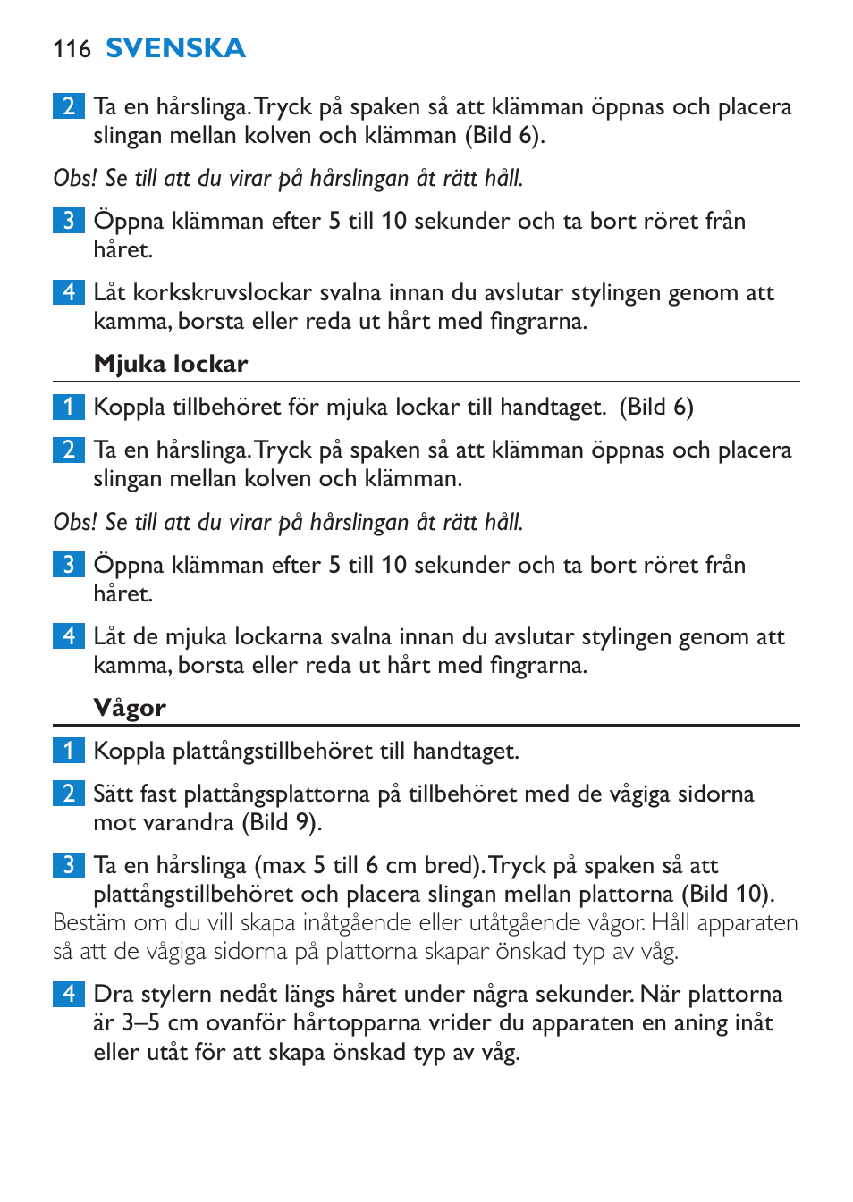 Mjuka lockar, Vågor | Philips Brosse multi-styles User Manual | Page 116 / 148