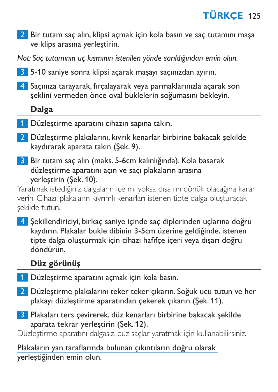 Dalga, Düz görünüş | Philips Brosse multi-styles User Manual | Page 125 / 148