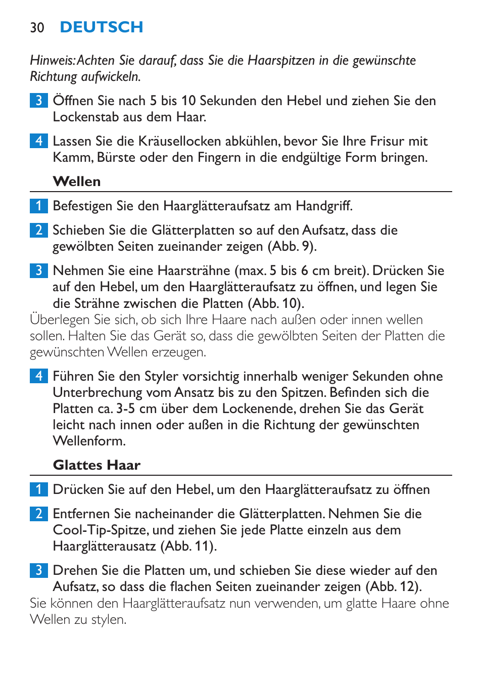 Wellen, Glattes haar | Philips Brosse multi-styles User Manual | Page 30 / 148