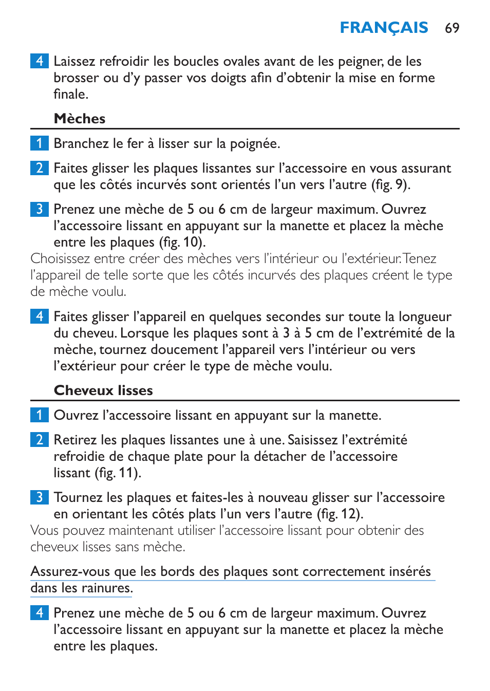 Mèches, Cheveux lisses | Philips Brosse multi-styles User Manual | Page 69 / 148