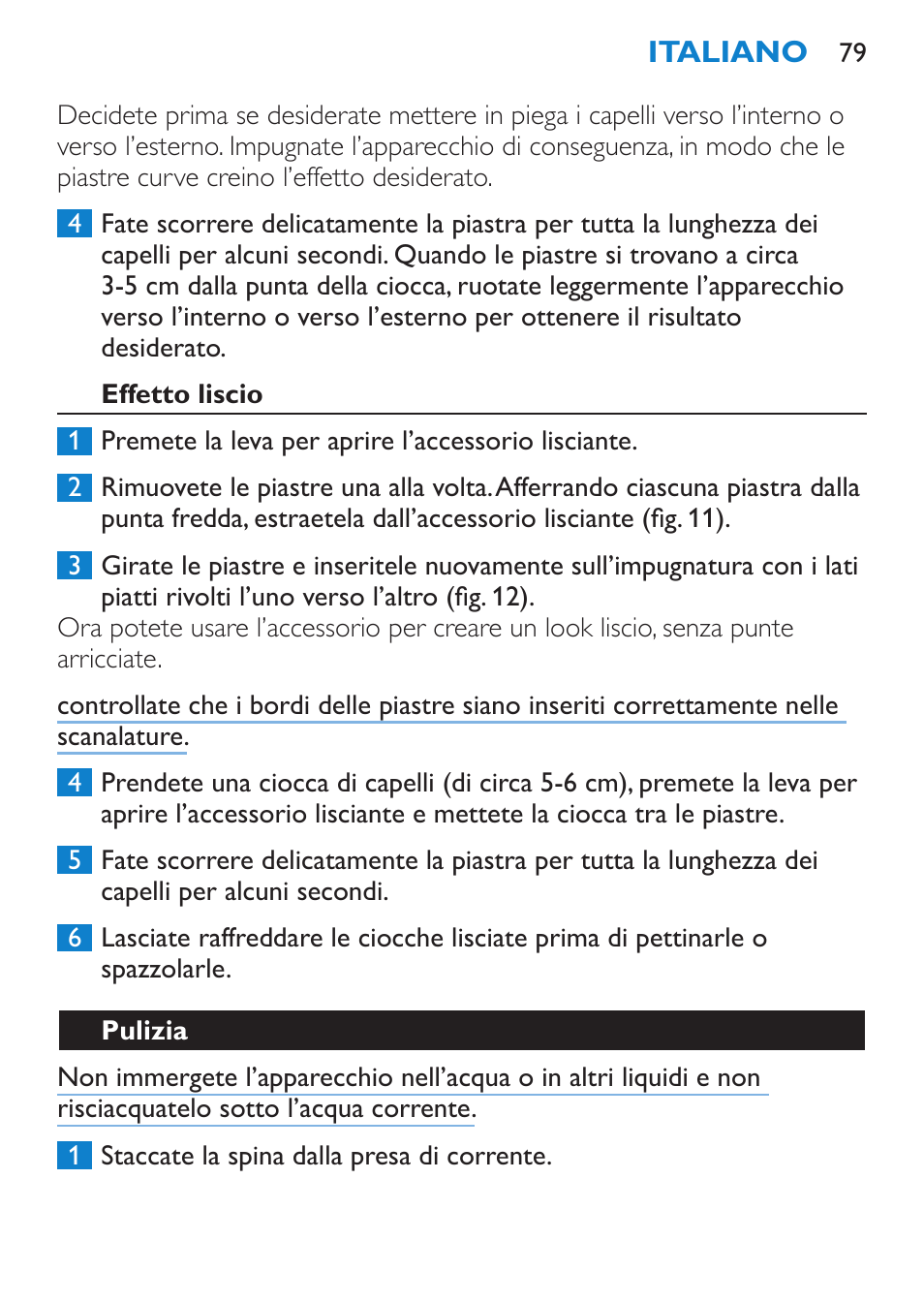 Effetto liscio, Pulizia | Philips Brosse multi-styles User Manual | Page 79 / 148