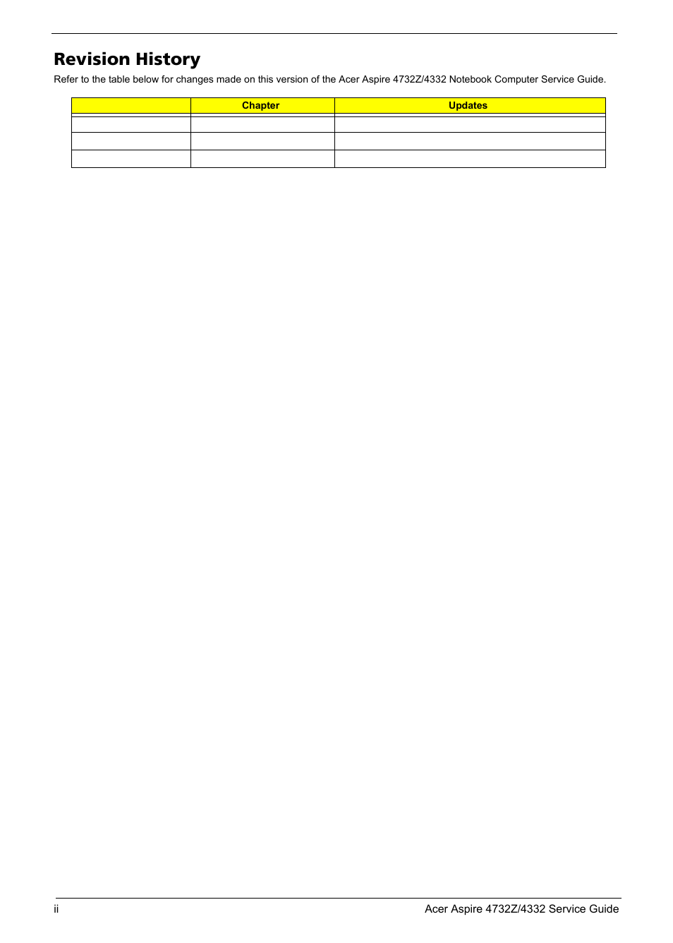 Revision history | Acer 4732Z/4332 User Manual | Page 2 / 103
