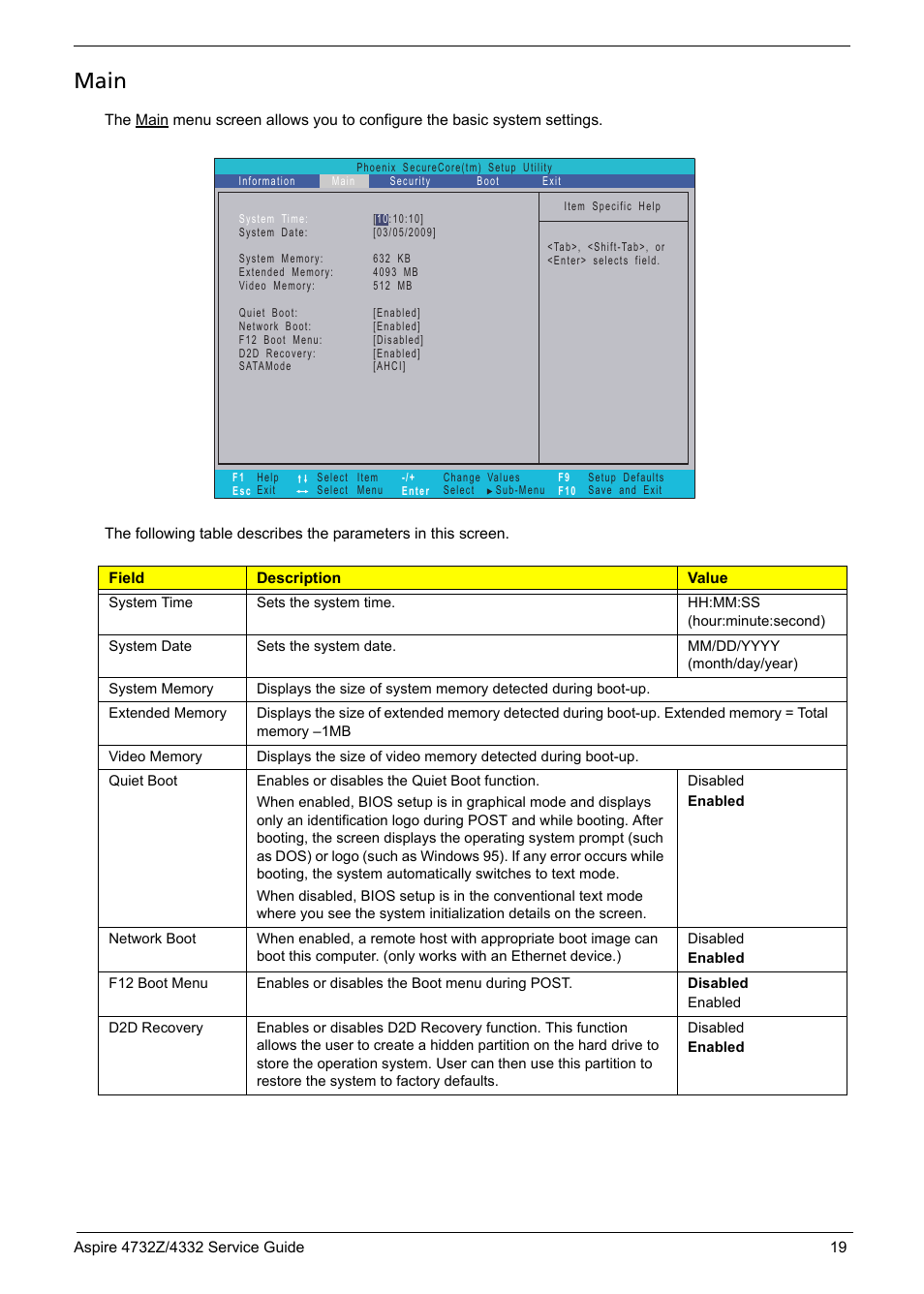 Main | Acer 4732Z/4332 User Manual | Page 27 / 103