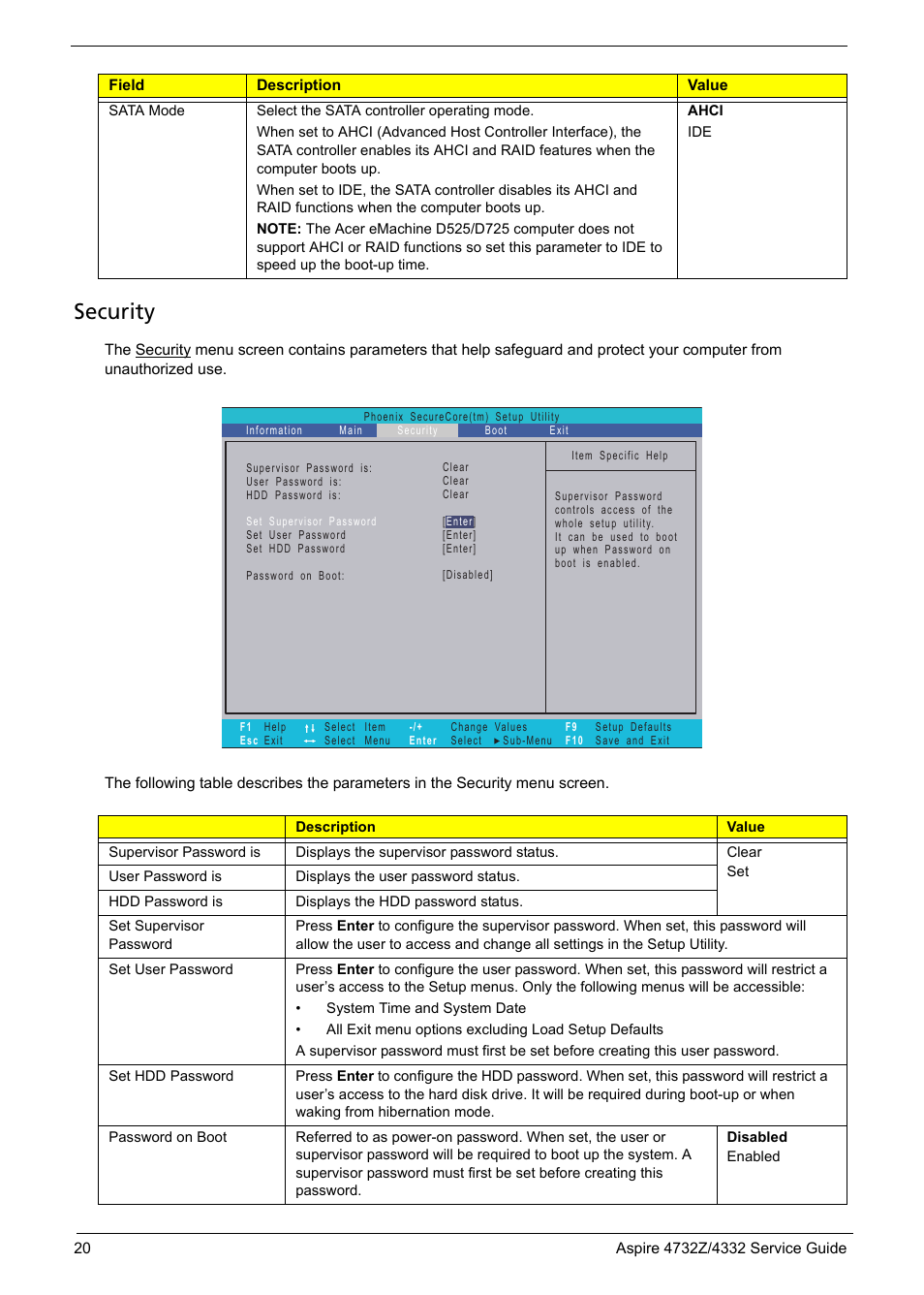 Security | Acer 4732Z/4332 User Manual | Page 28 / 103