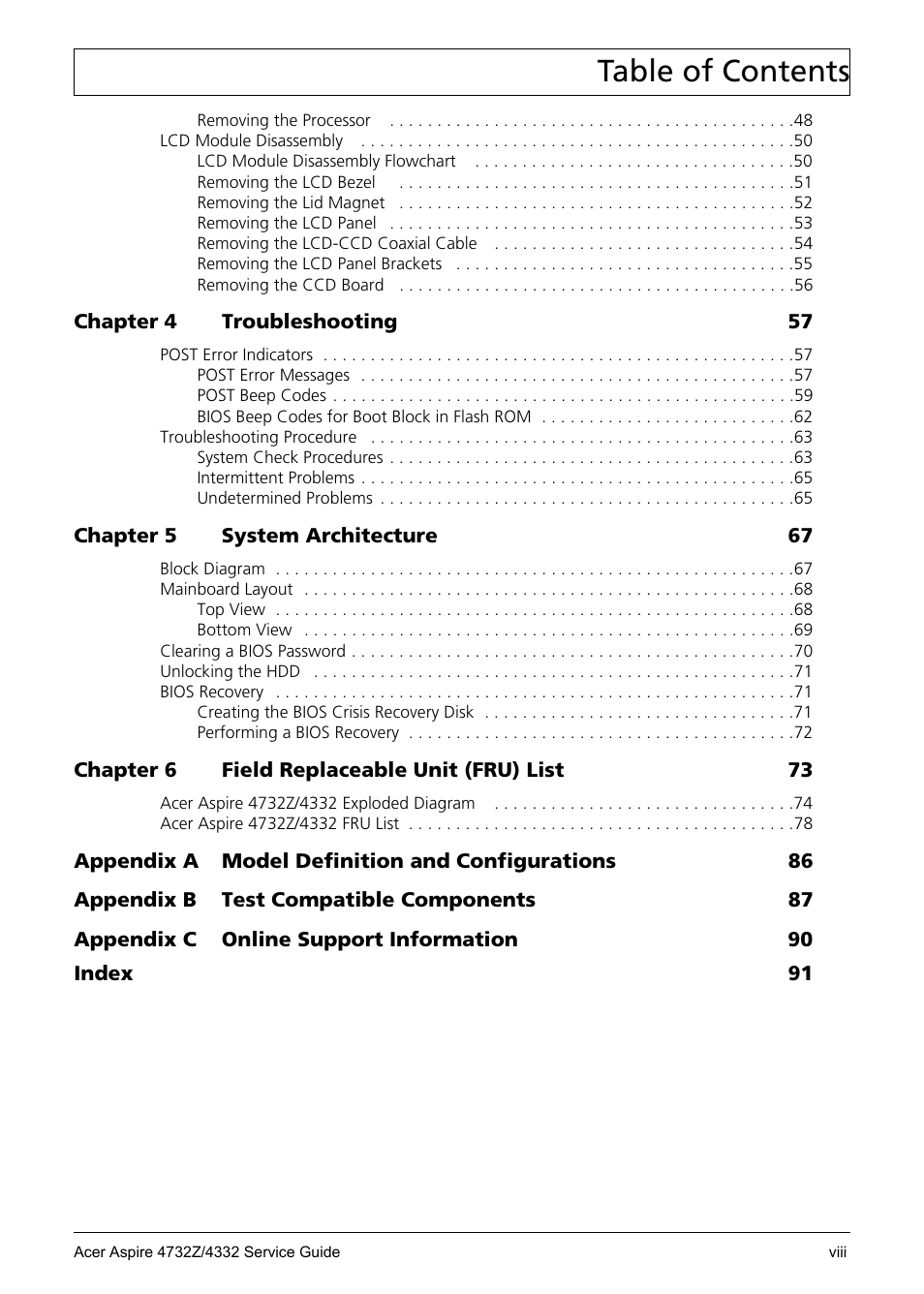 Acer 4732Z/4332 User Manual | Page 8 / 103