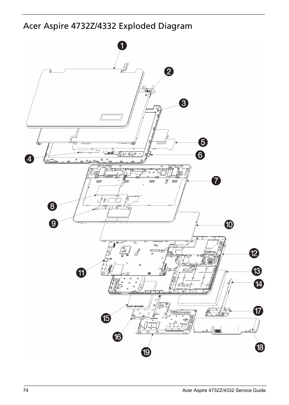 Acer aspire 4732z/4332 exploded diagram, Aspire 4732z/4332 exploded diagram | Acer 4732Z/4332 User Manual | Page 82 / 103