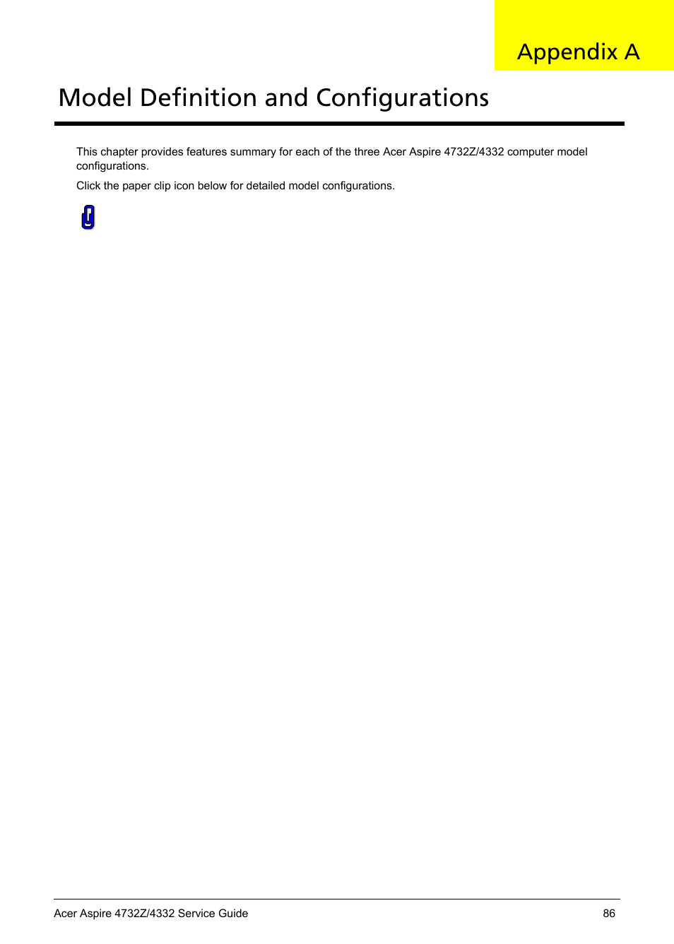 Model definition and configurations, Appendix a, Appendix b | Test compatible components | Acer 4732Z/4332 User Manual | Page 94 / 103