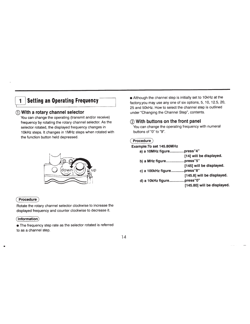0 with a rotary channel selector, 0 with buttons on the front panel, 1 setting an operating frequency | With a rotary channel selector | ADI Systems AT-201 User Manual | Page 15 / 58