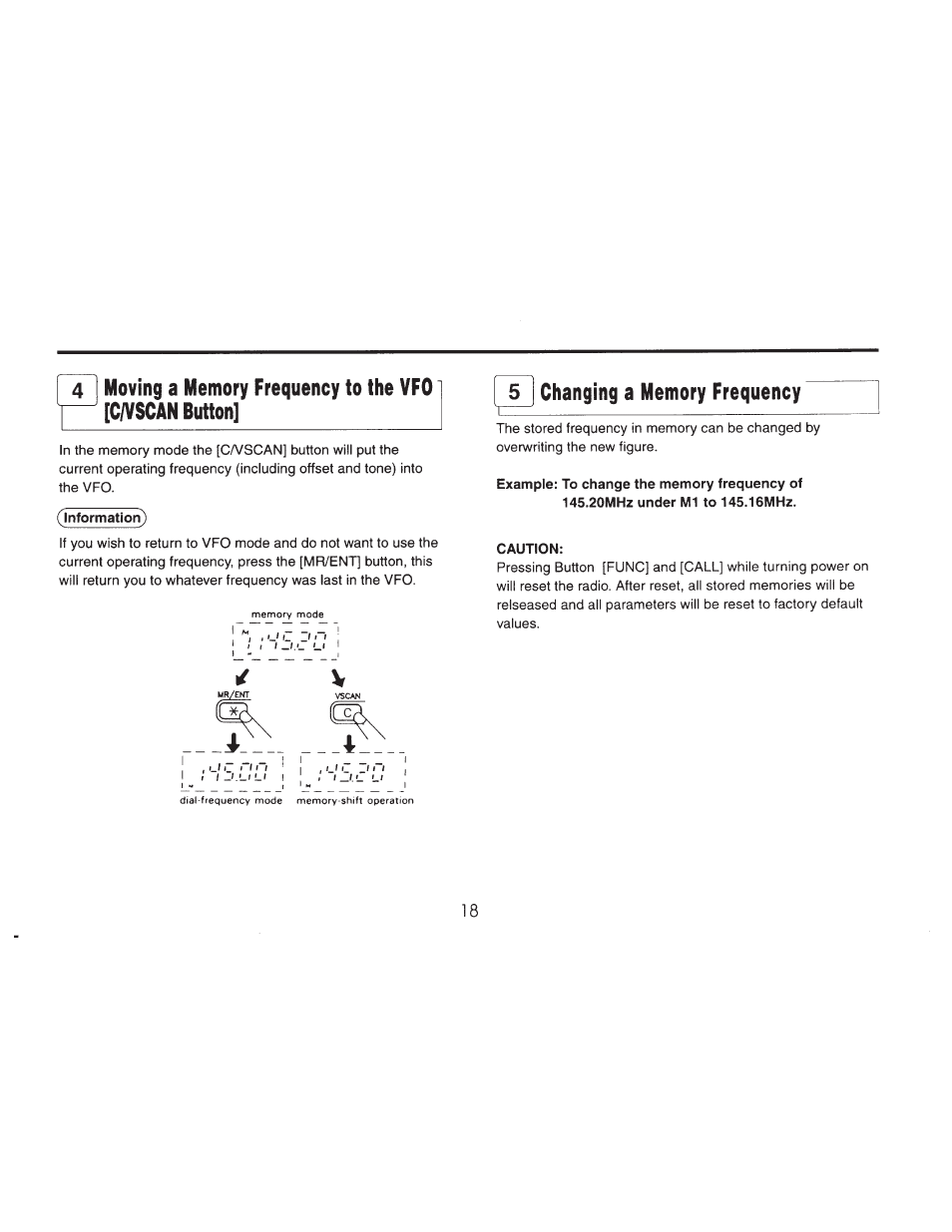 5 changing a memory frequency, Caution, 3) recalling a memory frequency | ADI Systems AT-201 User Manual | Page 19 / 58