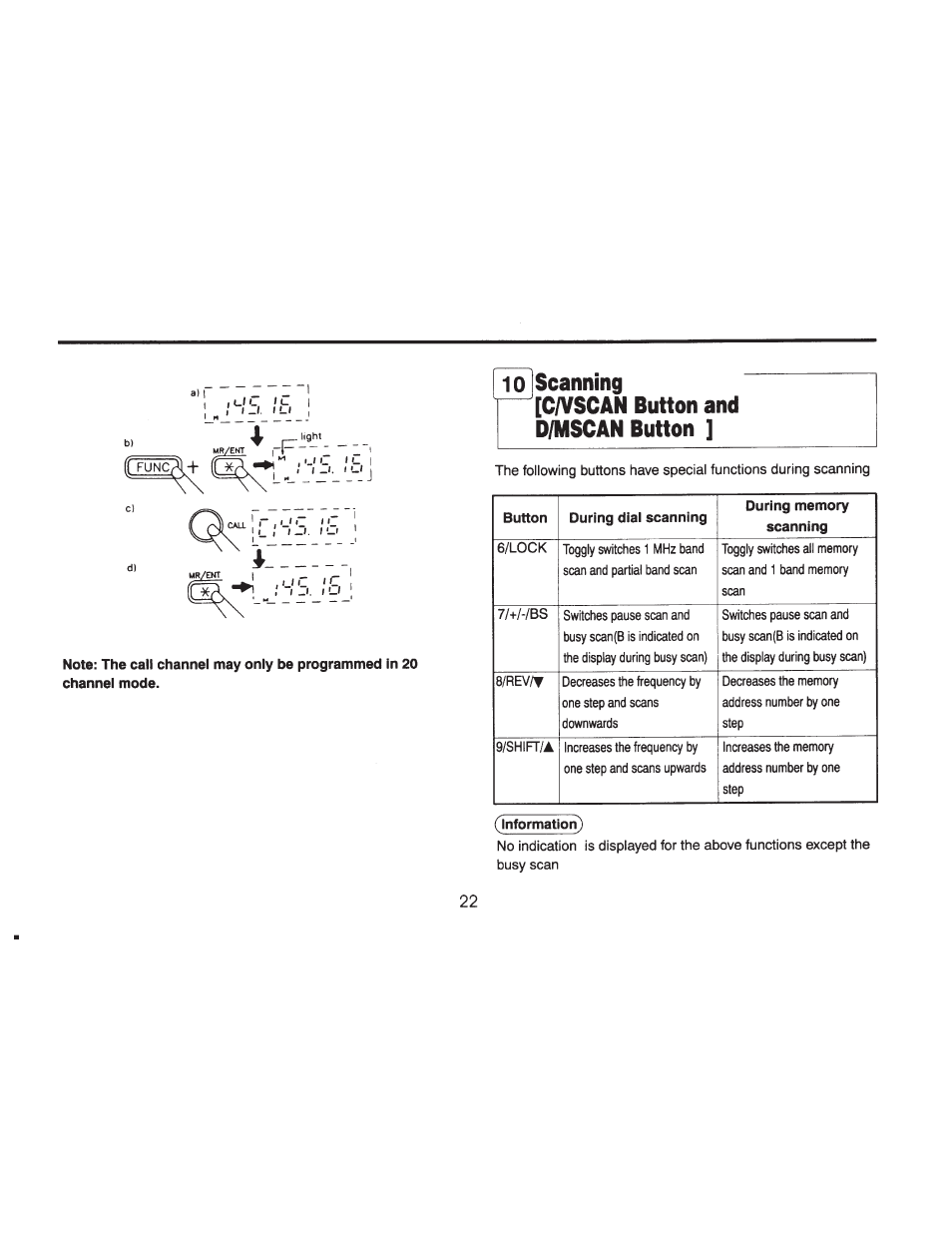 Lo| scanning, C/vscan button and d/mscan button, Lo| scanning ^[c/vscan button and d/mscan button | ADI Systems AT-201 User Manual | Page 23 / 58