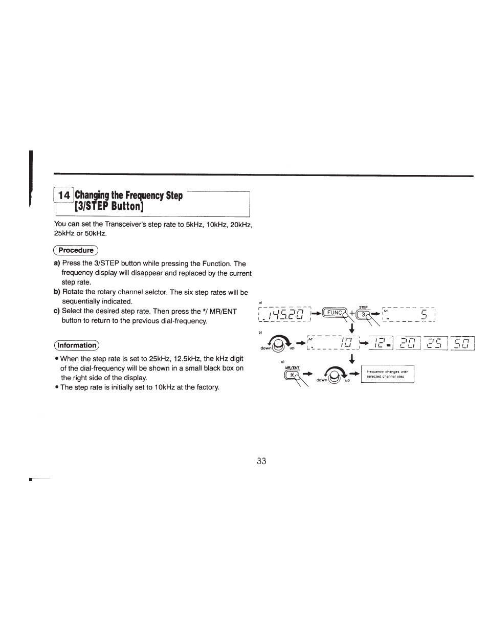 14 changing the frequency step —^[3/step button | ADI Systems AT-201 User Manual | Page 34 / 58