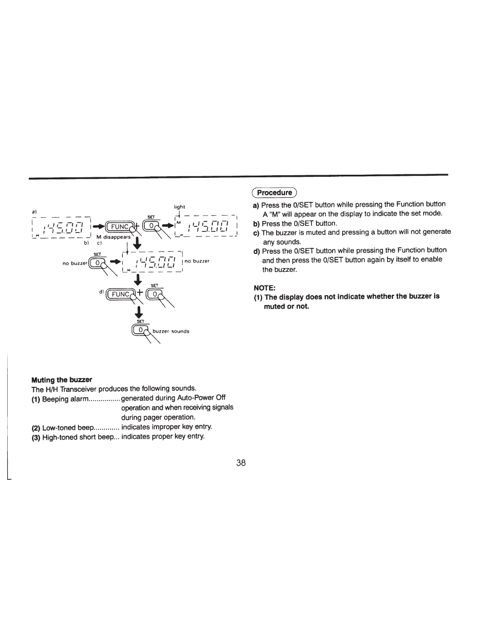 Note, Muting the buzzer, Ii 0r | ADI Systems AT-201 User Manual | Page 39 / 58