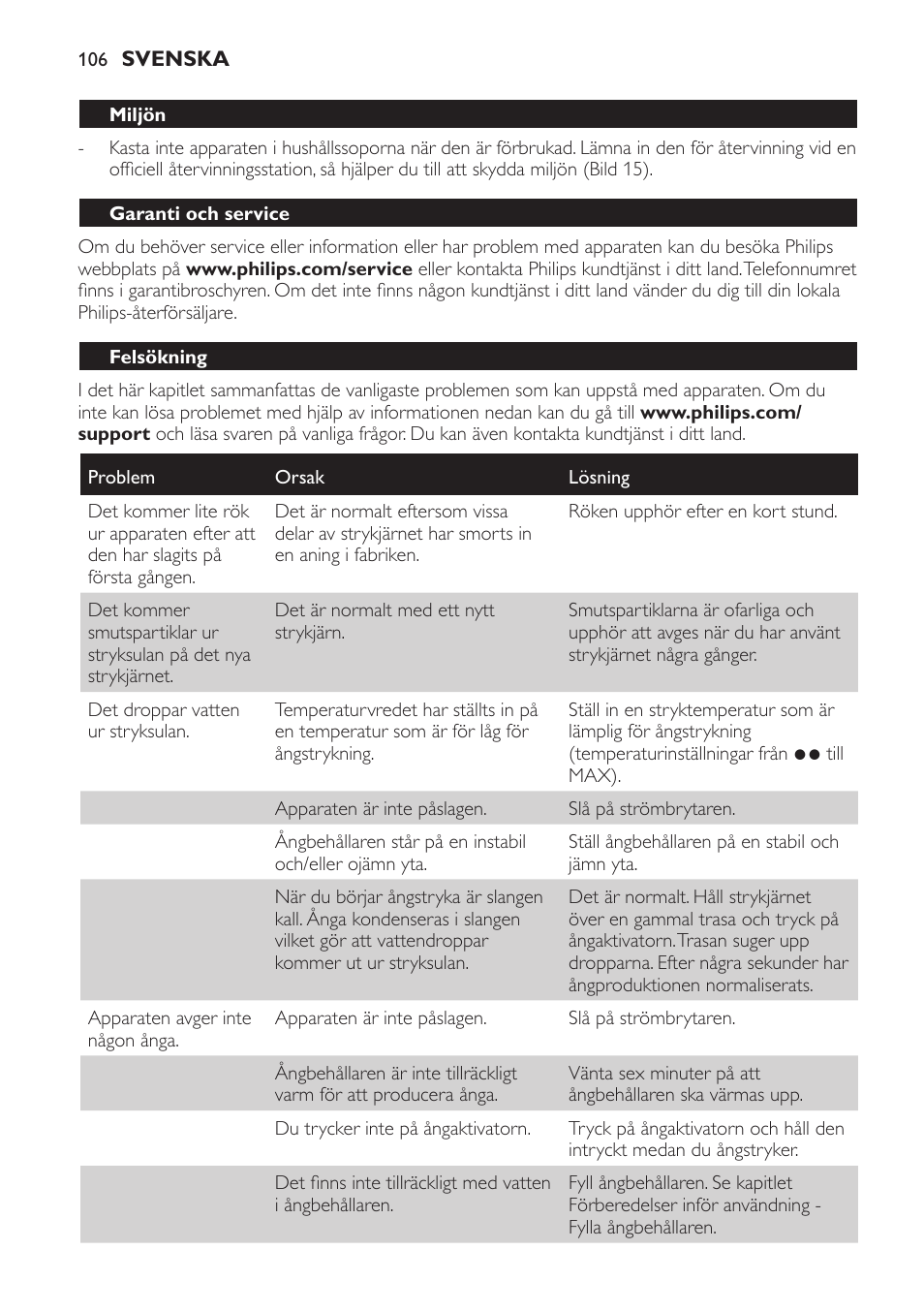 Philips Centrale vapeur haute pression User Manual | Page 106 / 120