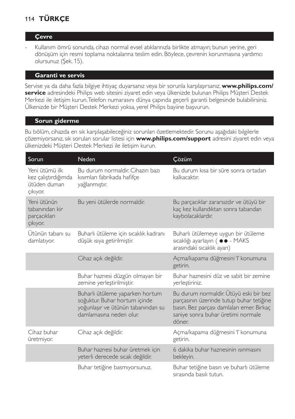 Philips Centrale vapeur haute pression User Manual | Page 114 / 120