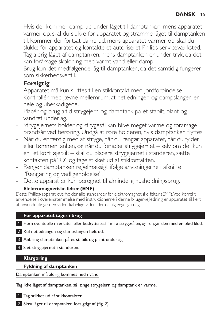 Philips Centrale vapeur haute pression User Manual | Page 15 / 120