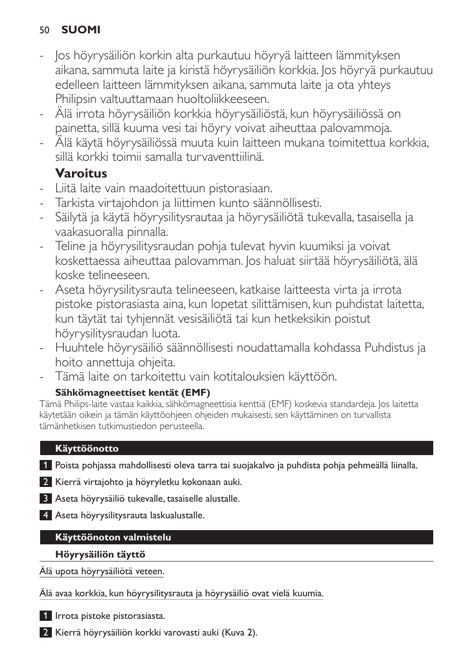 Philips Centrale vapeur haute pression User Manual | Page 50 / 120