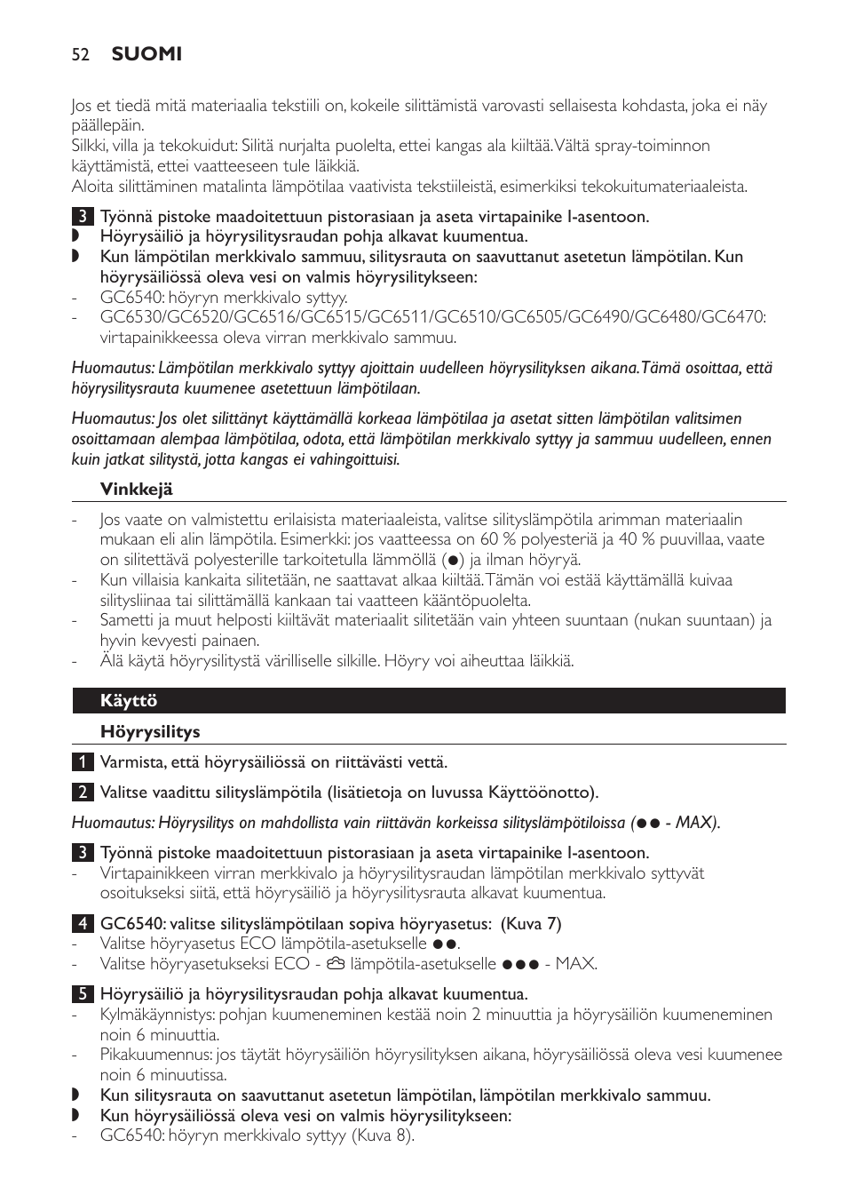 Philips Centrale vapeur haute pression User Manual | Page 52 / 120