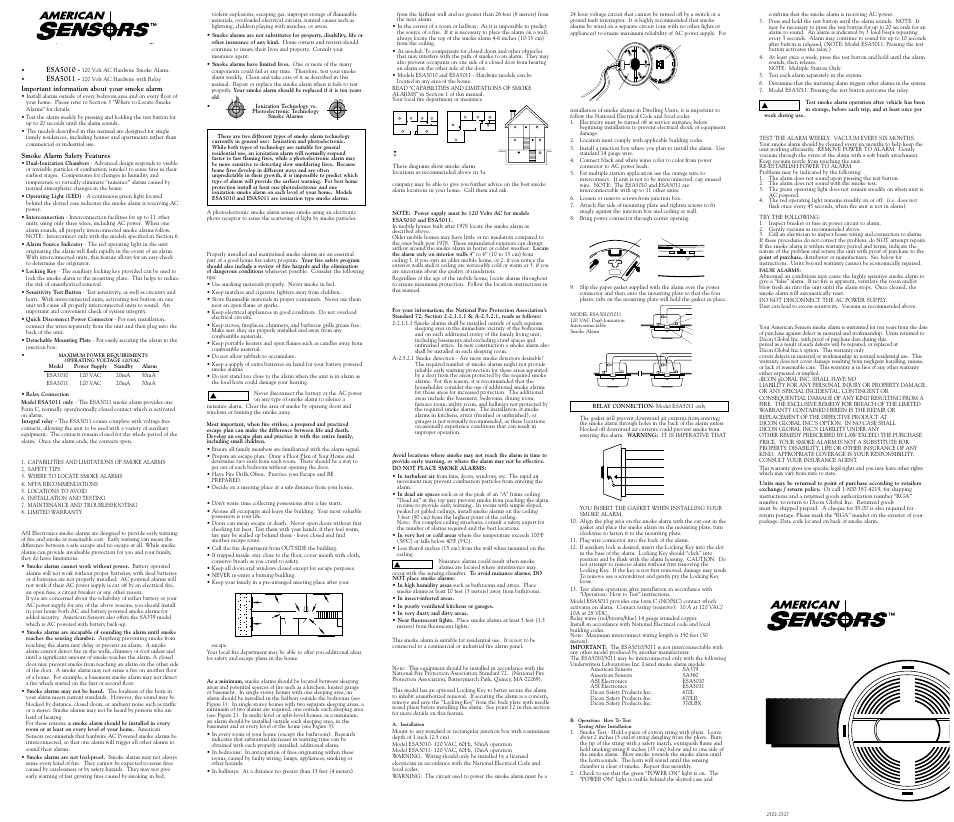 American Sensor ESA5010 User Manual | 1 page