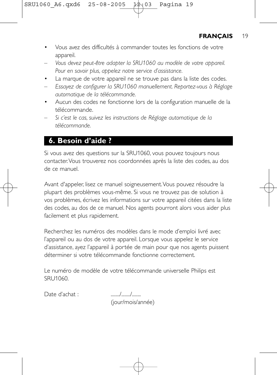 Besoin d’aide | Philips Télécommande universelle User Manual | Page 18 / 111