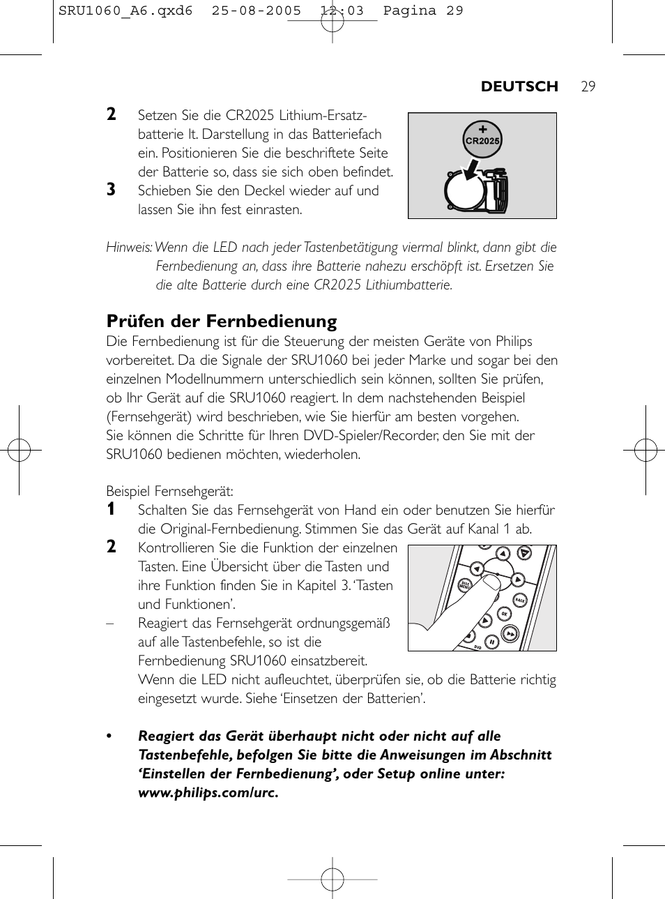 Prüfen der fernbedienung | Philips Télécommande universelle User Manual | Page 28 / 111