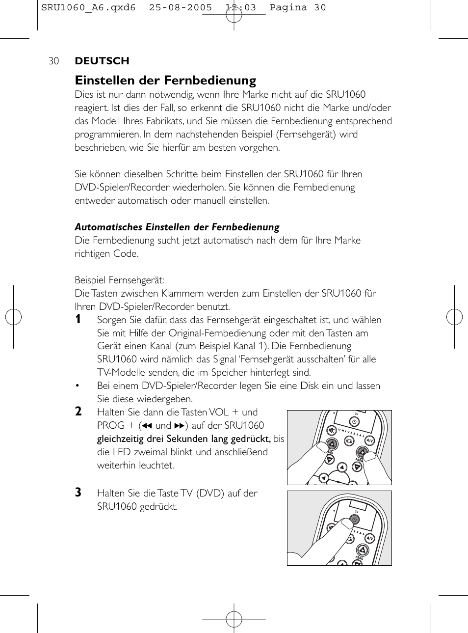 Einstellen der fernbedienung | Philips Télécommande universelle User Manual | Page 29 / 111