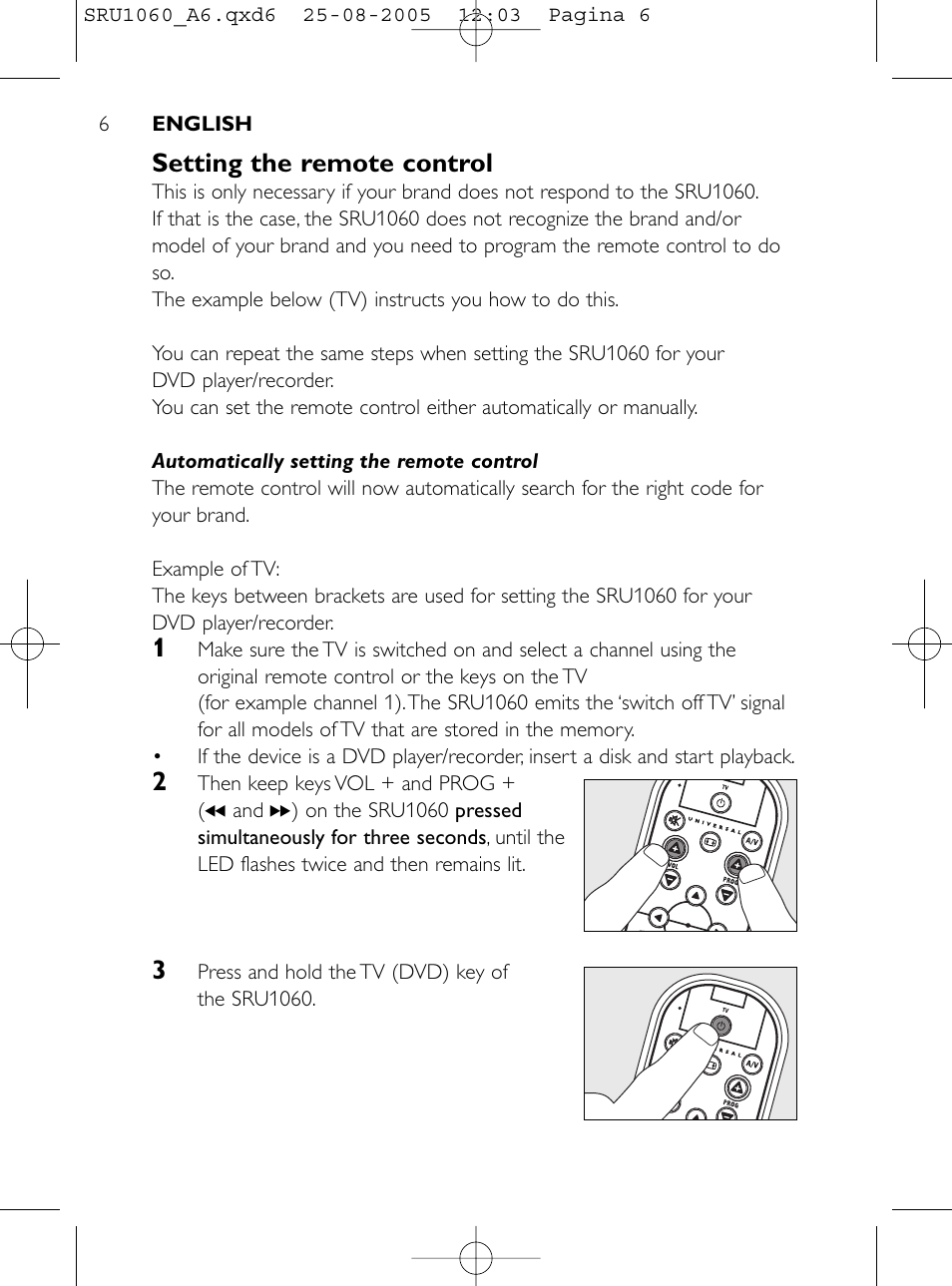 Setting the remote control | Philips Télécommande universelle User Manual | Page 5 / 111