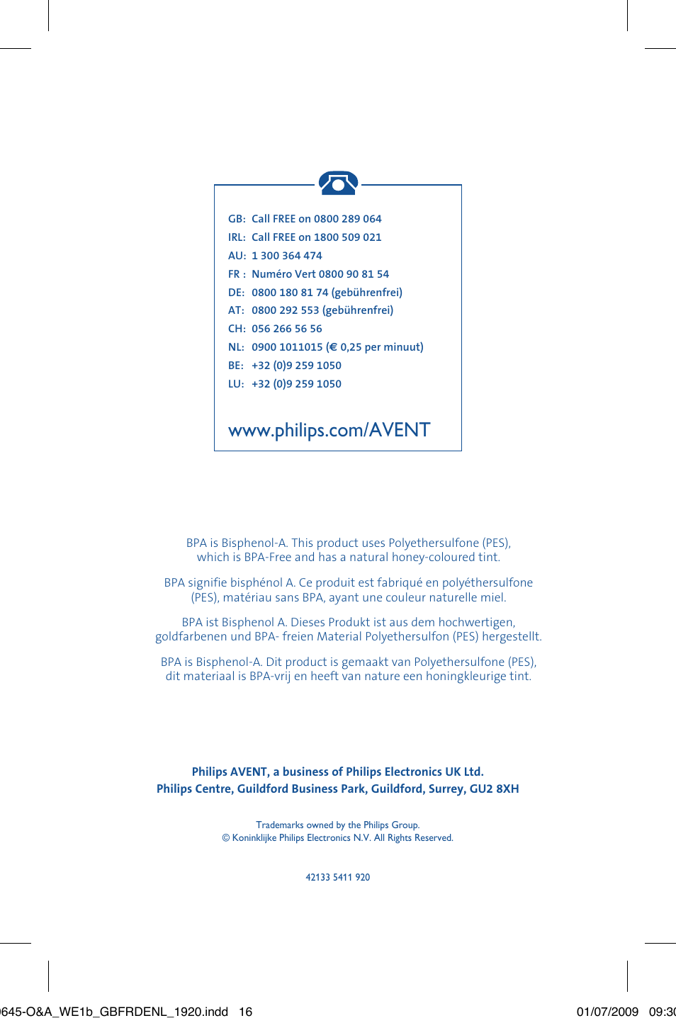 Philips AVENT Tire-lait manuel User Manual | Page 16 / 16