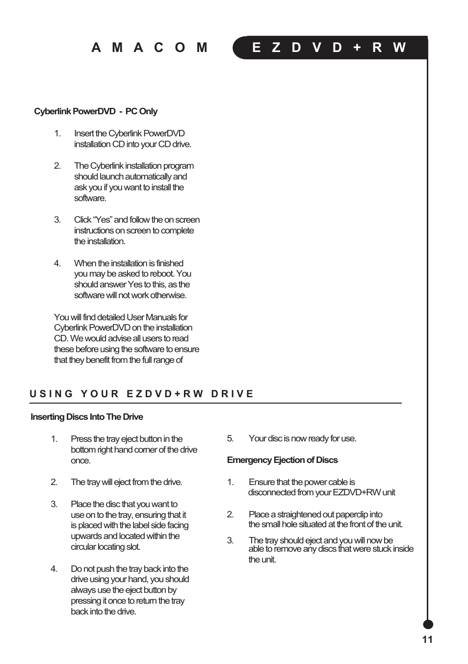 Amacom Technologies EZDVD+RW User Manual | Page 11 / 20