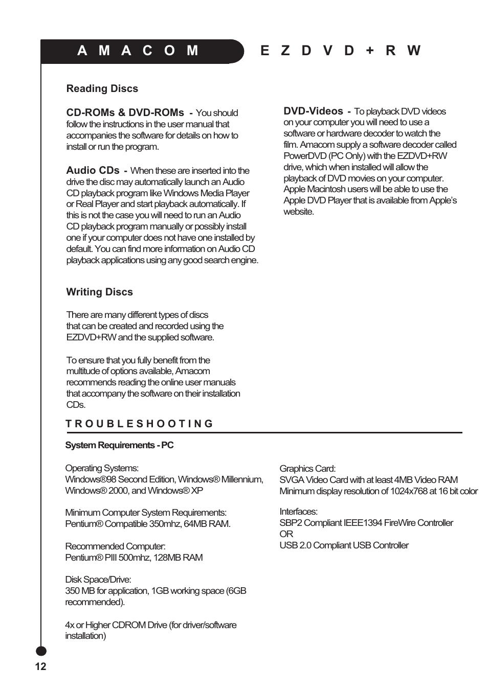 Amacom Technologies EZDVD+RW User Manual | Page 12 / 20