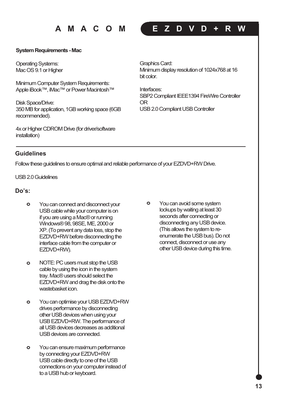 Amacom Technologies EZDVD+RW User Manual | Page 13 / 20
