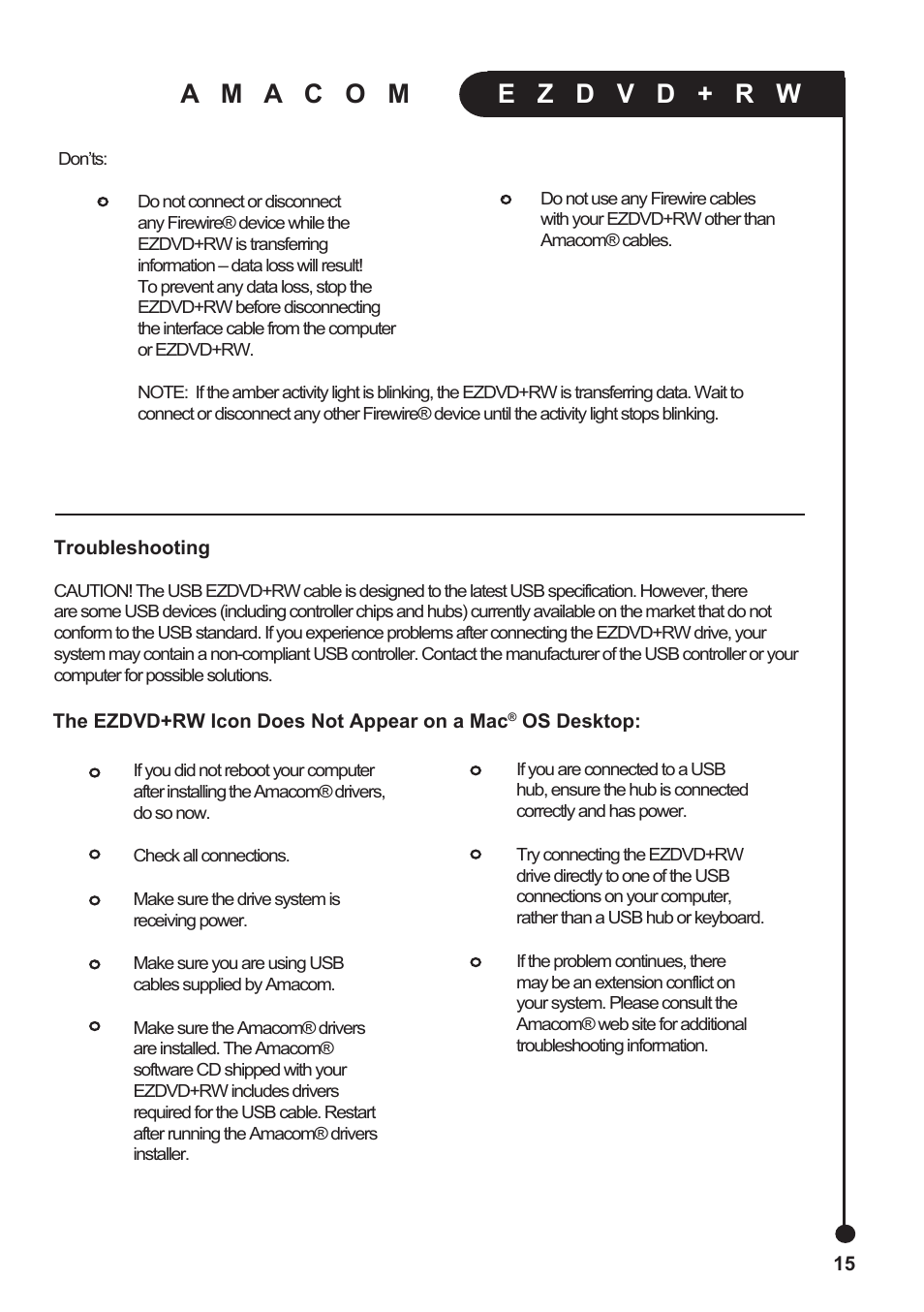 Amacom Technologies EZDVD+RW User Manual | Page 15 / 20