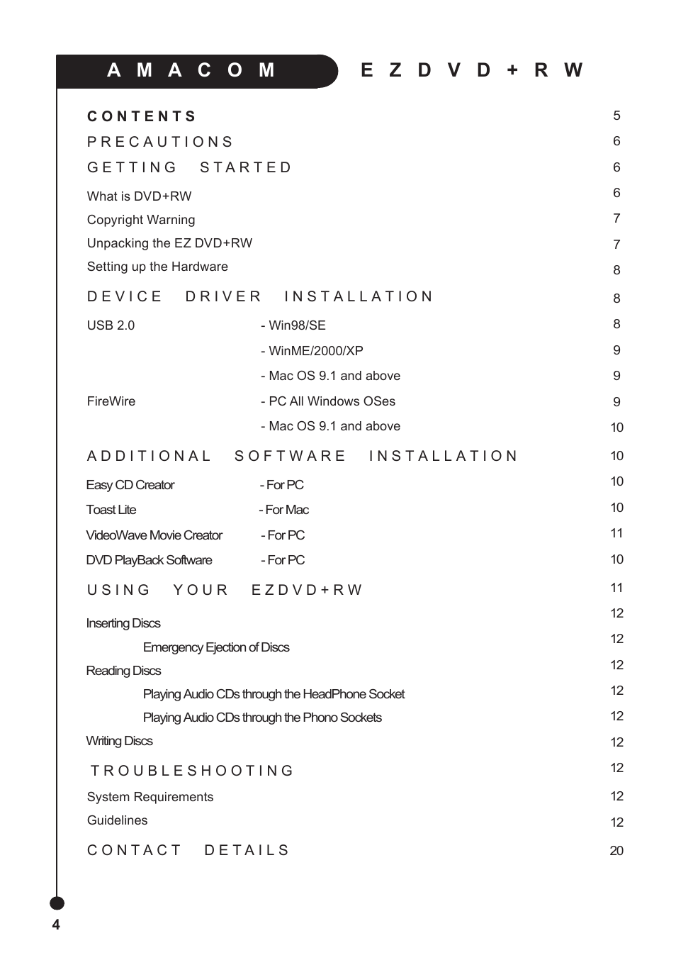 Amacom Technologies EZDVD+RW User Manual | Page 4 / 20