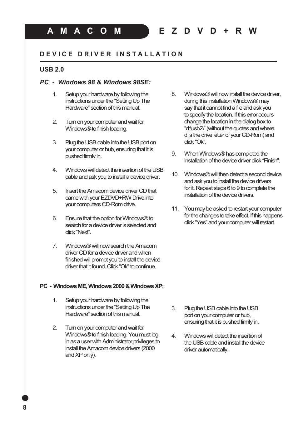 Amacom Technologies EZDVD+RW User Manual | Page 8 / 20