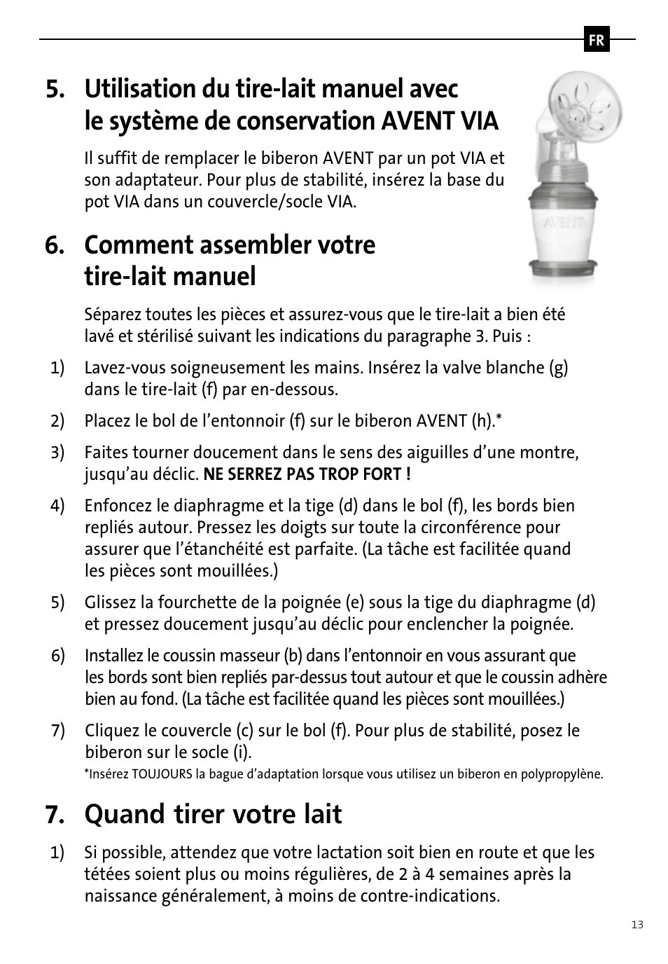 Comment assembler votre tire-lait manuel, Quand tirer votre lait | Philips AVENT Tire-lait manuel User Manual | Page 15 / 42