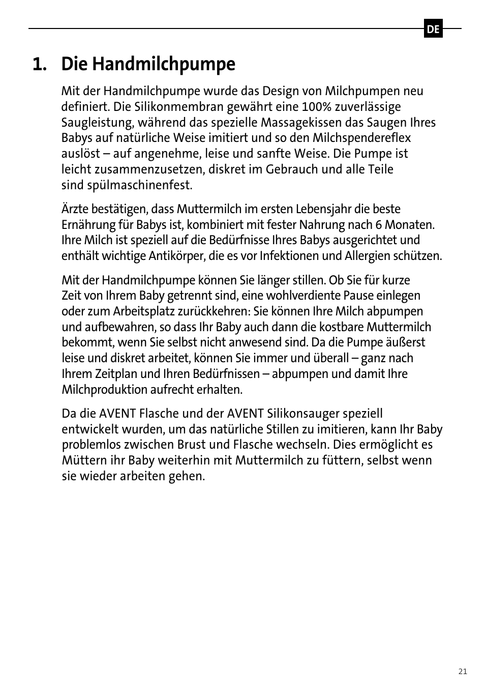 Die handmilchpumpe | Philips AVENT Tire-lait manuel User Manual | Page 23 / 42
