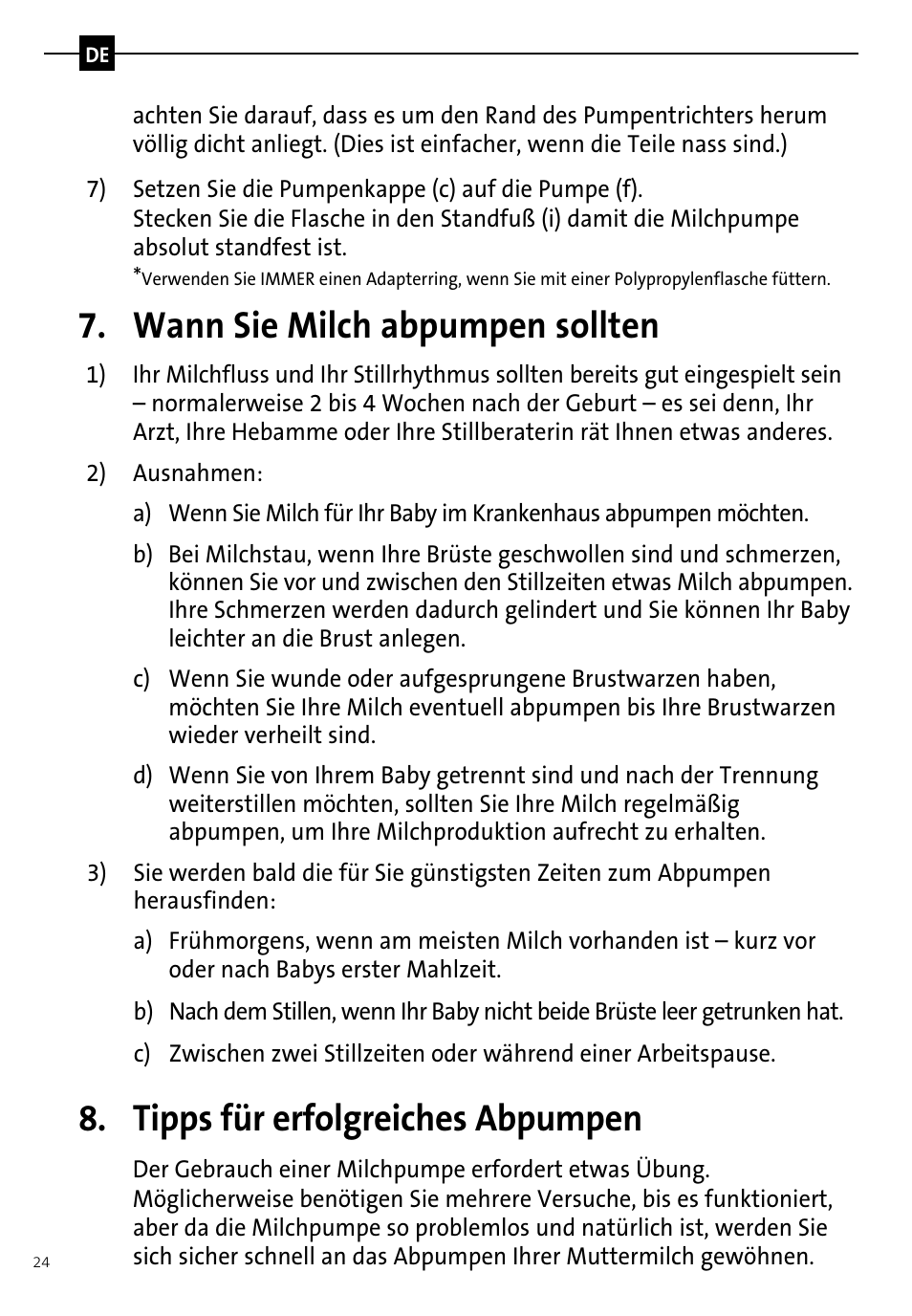 Wann sie milch abpumpen sollten, Tipps für erfolgreiches abpumpen | Philips AVENT Tire-lait manuel User Manual | Page 26 / 42