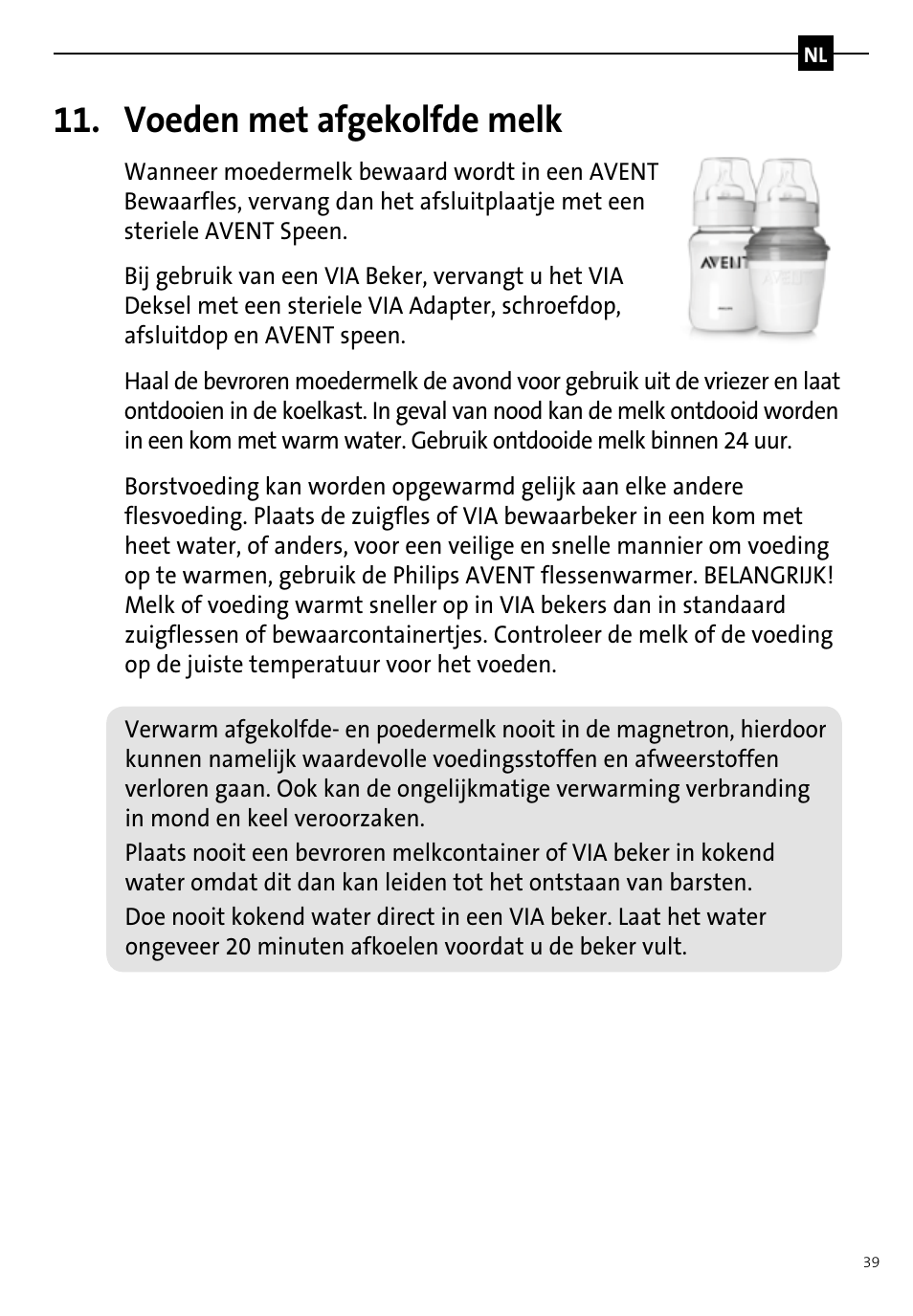 Voeden met afgekolfde melk | Philips AVENT Tire-lait manuel User Manual | Page 41 / 42