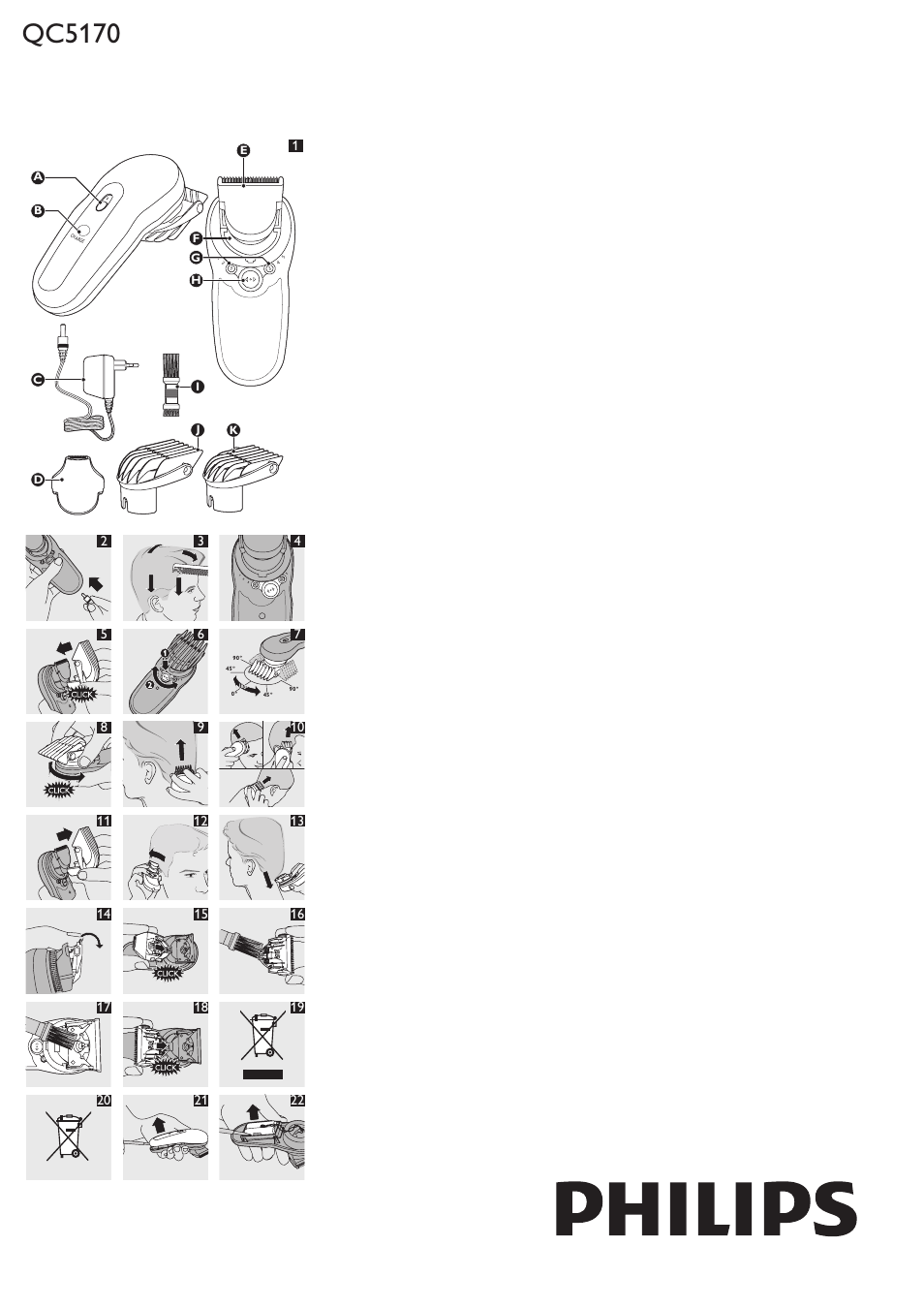 Philips tondeuse pour se couper les cheveux soi-même User Manual | 9 pages
