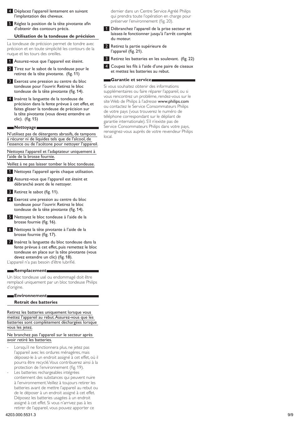Philips tondeuse pour se couper les cheveux soi-même User Manual | Page 9 / 9