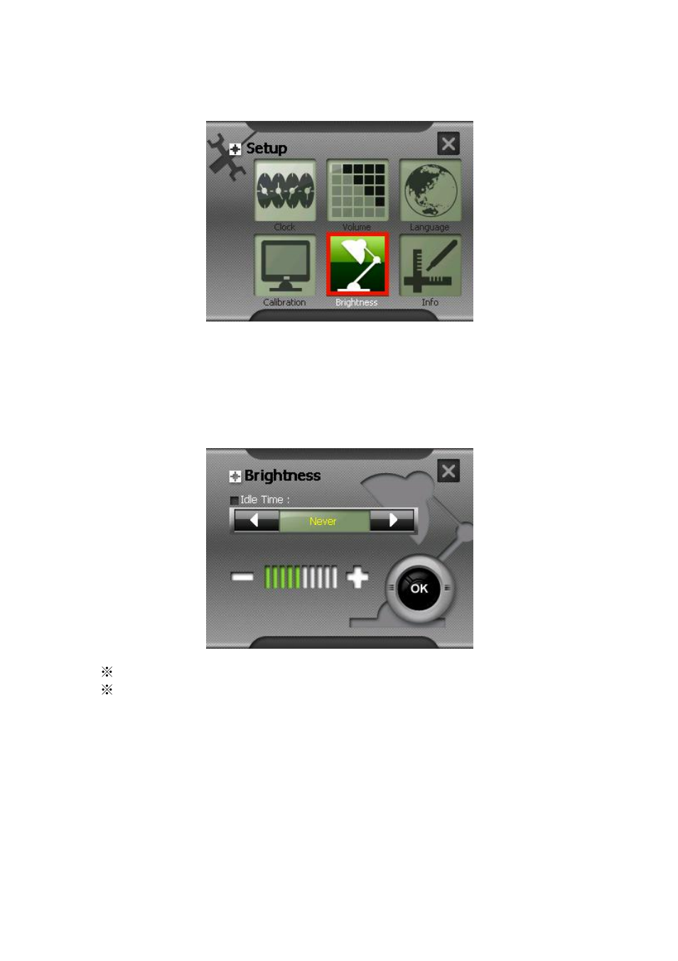 Adjusting the brightnes, Setting the idle time | Altina A600 User Manual | Page 16 / 67