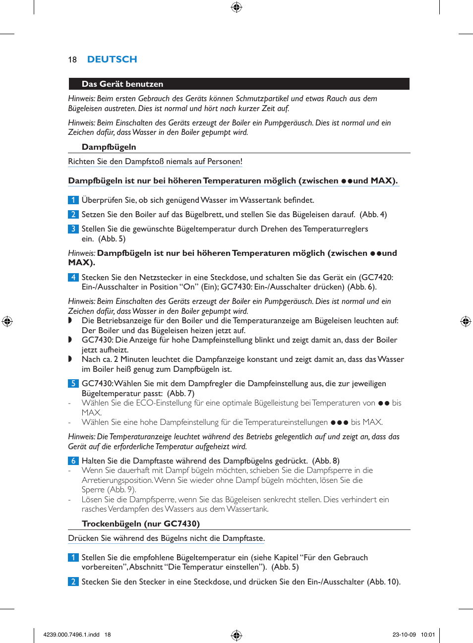 Philips 7400 series Centrale vapeur haute pression User Manual | Page 18 / 76