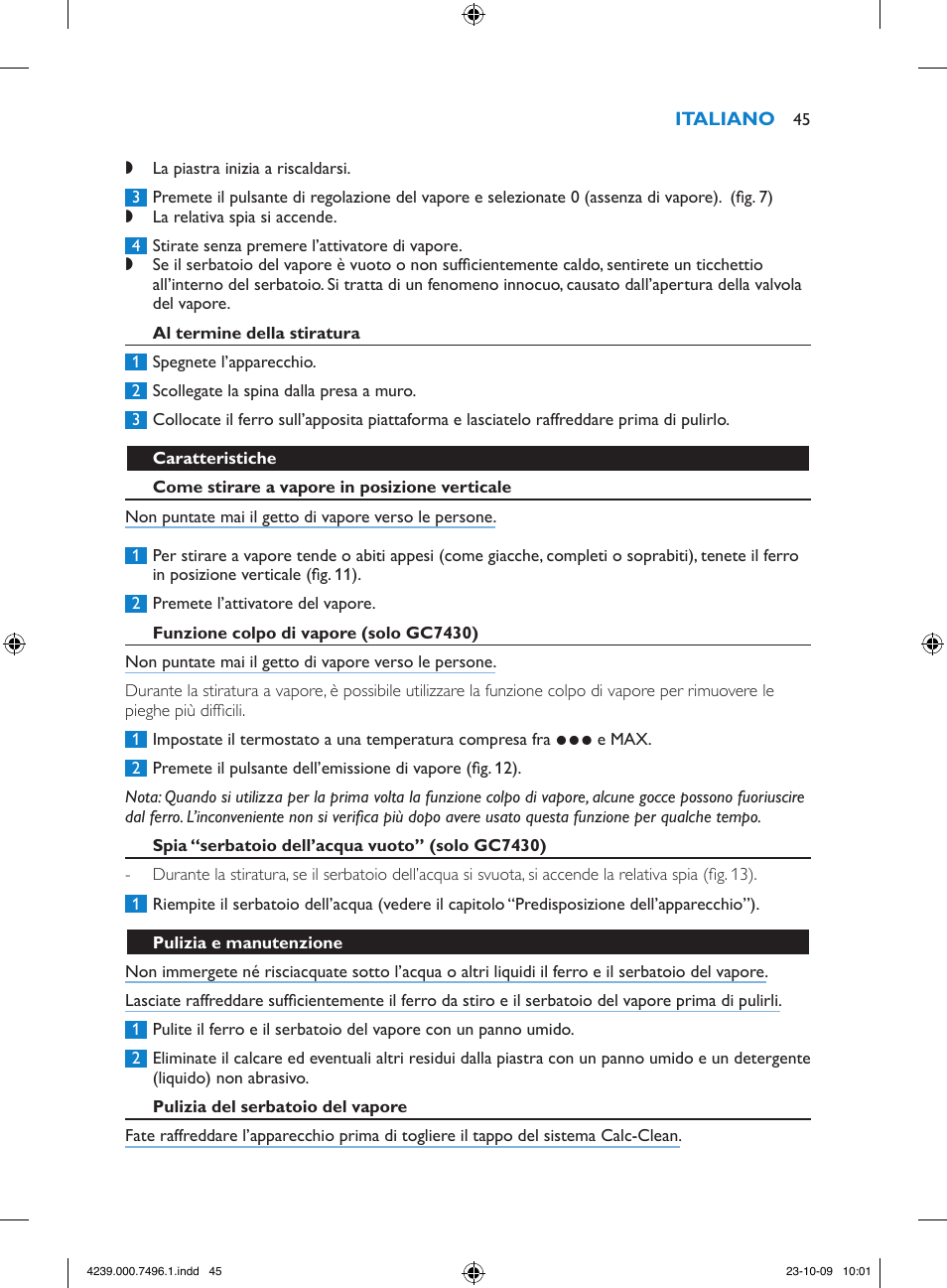 Philips 7400 series Centrale vapeur haute pression User Manual | Page 45 / 76