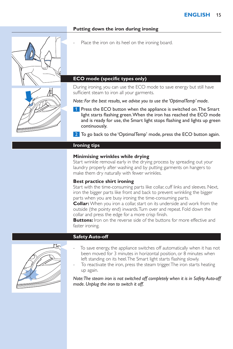 Philips PerfectCare Xpress Fer vapeur haute pression User Manual | Page 15 / 78