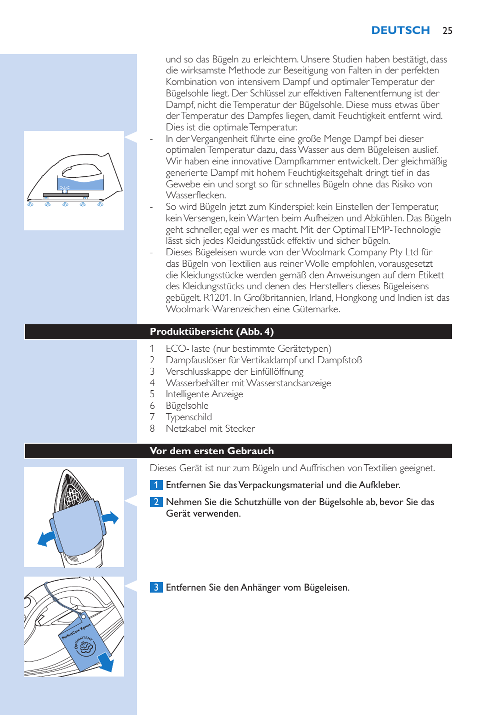 Philips PerfectCare Xpress Fer vapeur haute pression User Manual | Page 25 / 78